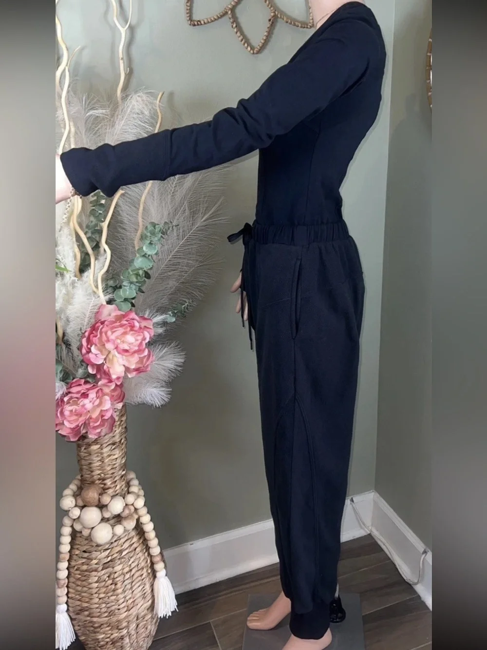 🆕 Free People FP Movement Make It Count One Piece Jumpsuit Long Sleeve Black